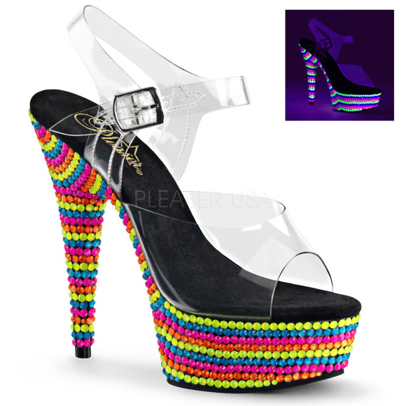 7 Rainbow Platform Glow Transparent High Heel Shoes